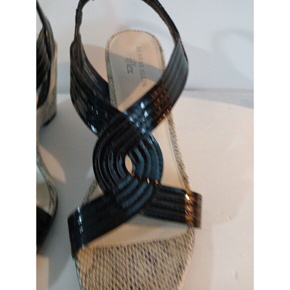 Anne Klein Iflex Black Faux Snake Skin Wedge Pump Womens 8.5 M Open Toe Pretty - Picture 14 of 16